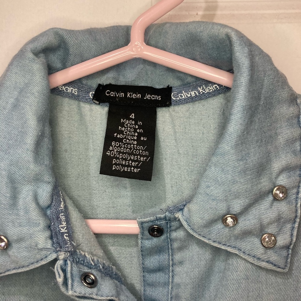 Calvin Klein sleeveless jean dress girl size 4. - Picture 3 of 6
